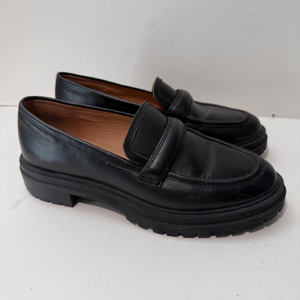 Madewell Womens Bradley Lugsole Loafers 8 Black Excellent NG674 Penny Slip On